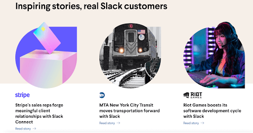 Slack の紹介ページの例