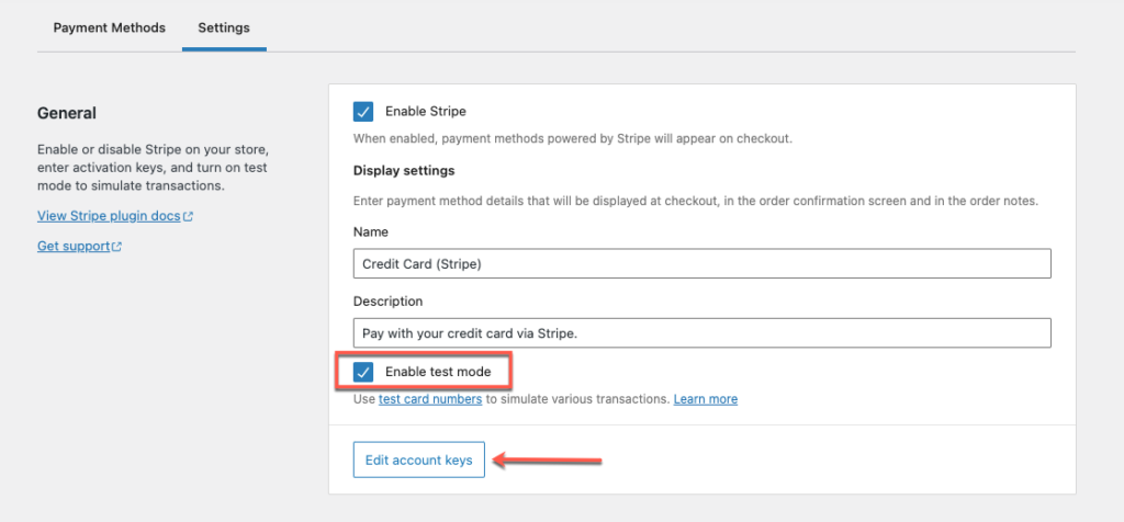 啟用 Stripe WooCommerce 測試模式