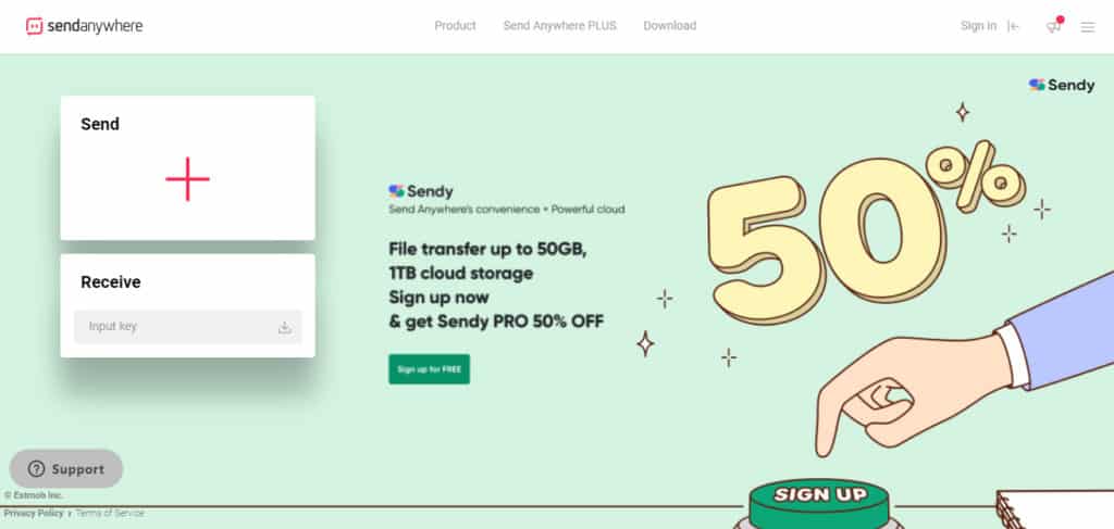 SendAnywhere-Homepage