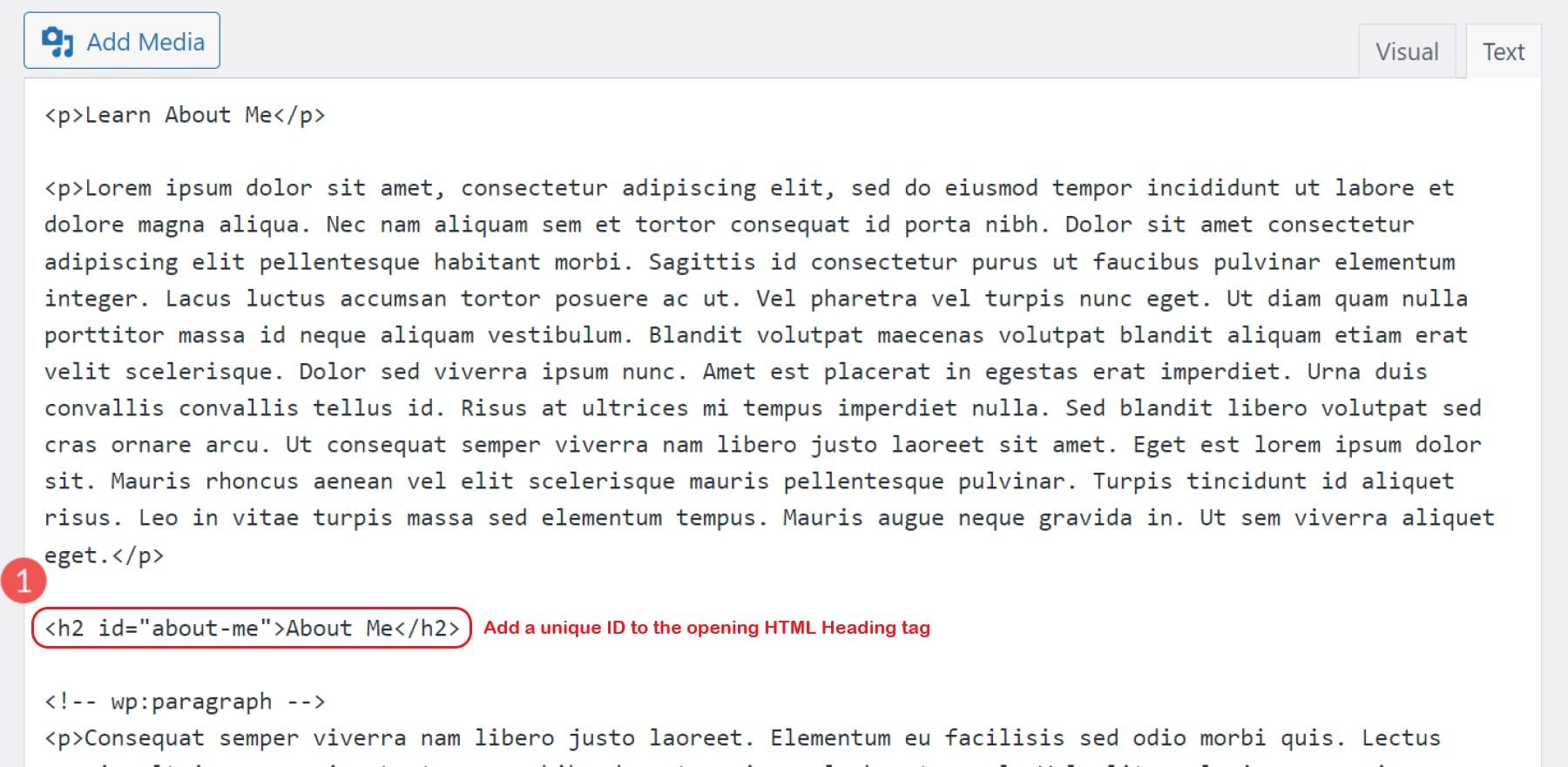 Créer un lien d'ancrage dans WordPress Classic Editor 2