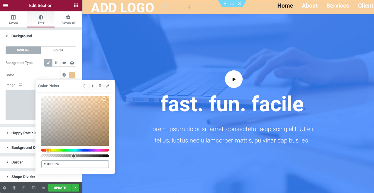 Come creare un'intestazione trasparente appiccicosa di Elementor (guida passo passo) 15 Make Your Header Transparent with HappyAddons
