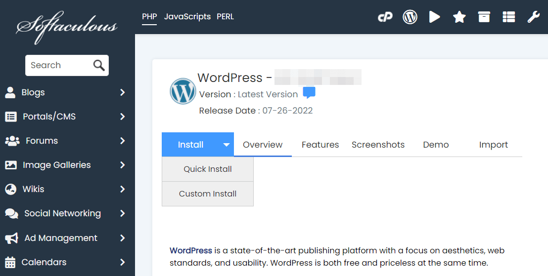 Aplikasi Softaculous untuk membuat toko online dengan WordPress