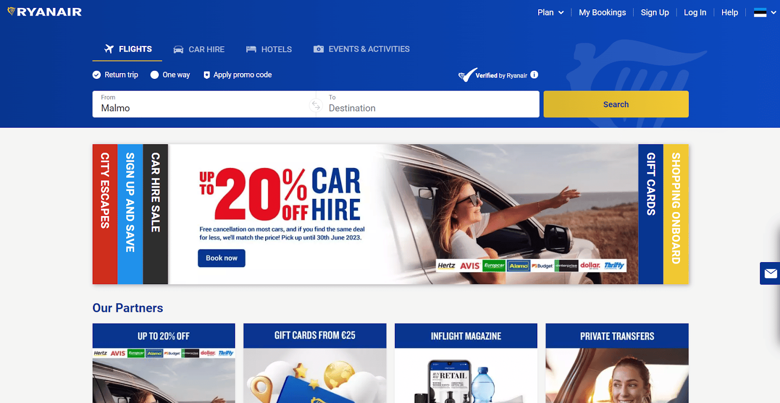 Adaptacyjna strona internetowa Ryanair