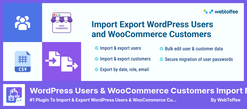 Complemento de importación y exportación para usuarios de WordPress y clientes de WooCommerce - Complemento n.º 1 para importar y exportar usuarios de WordPress y clientes de WooCommerce