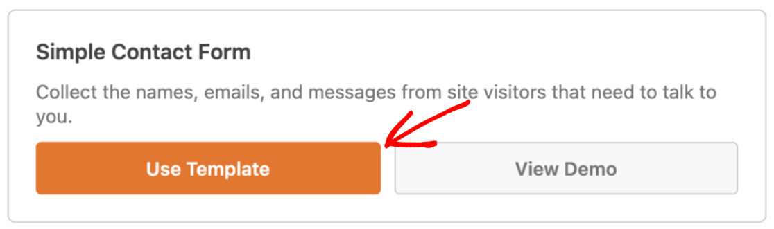 Selecting the Simple Contact Form Template