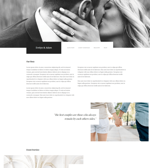Motyw WordPress z zaproszeniem do ślubu