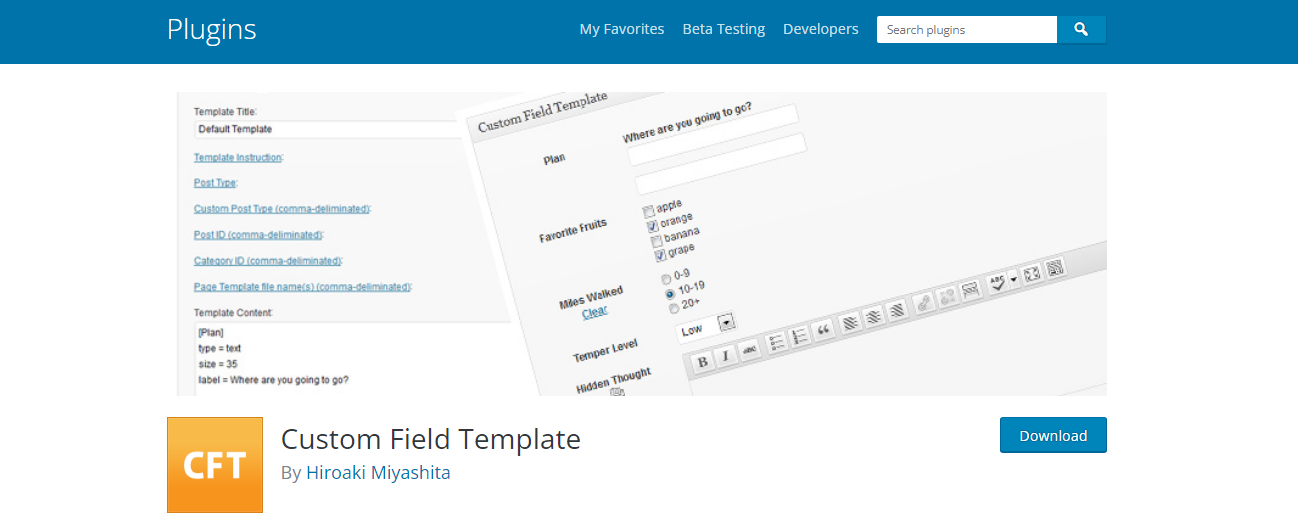 CFT - Plugin de champs personnalisés WordPress