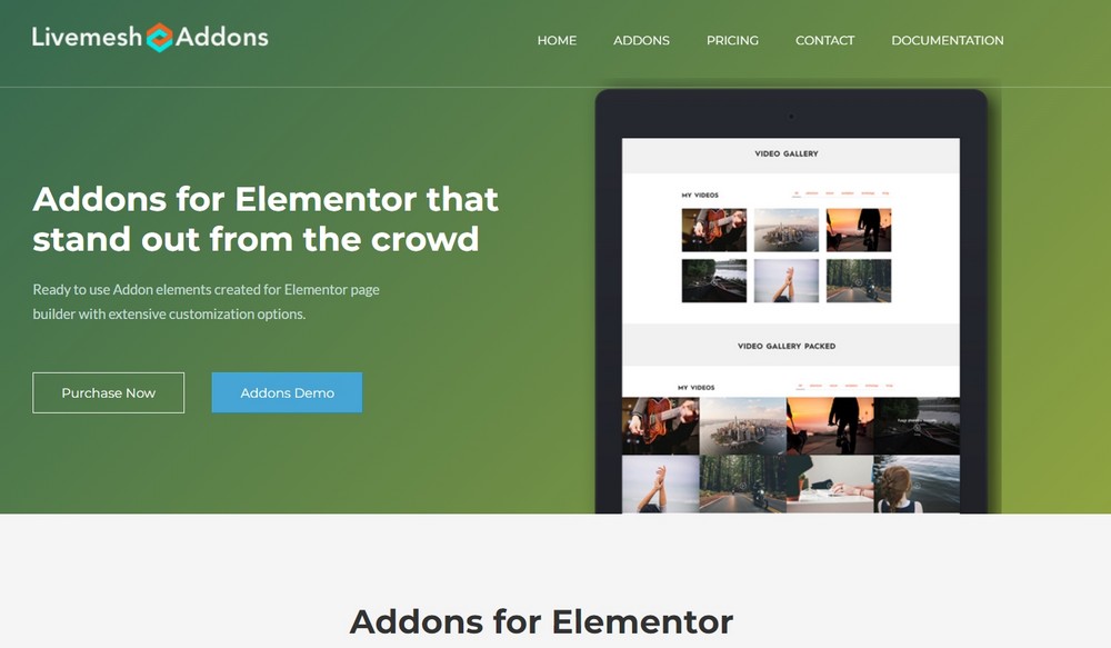 ส่วนเสริม livemesh สำหรับ elementor