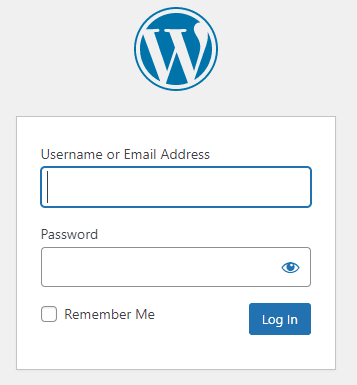 WordPress yönetici kontrol paneli giriş ekranı.