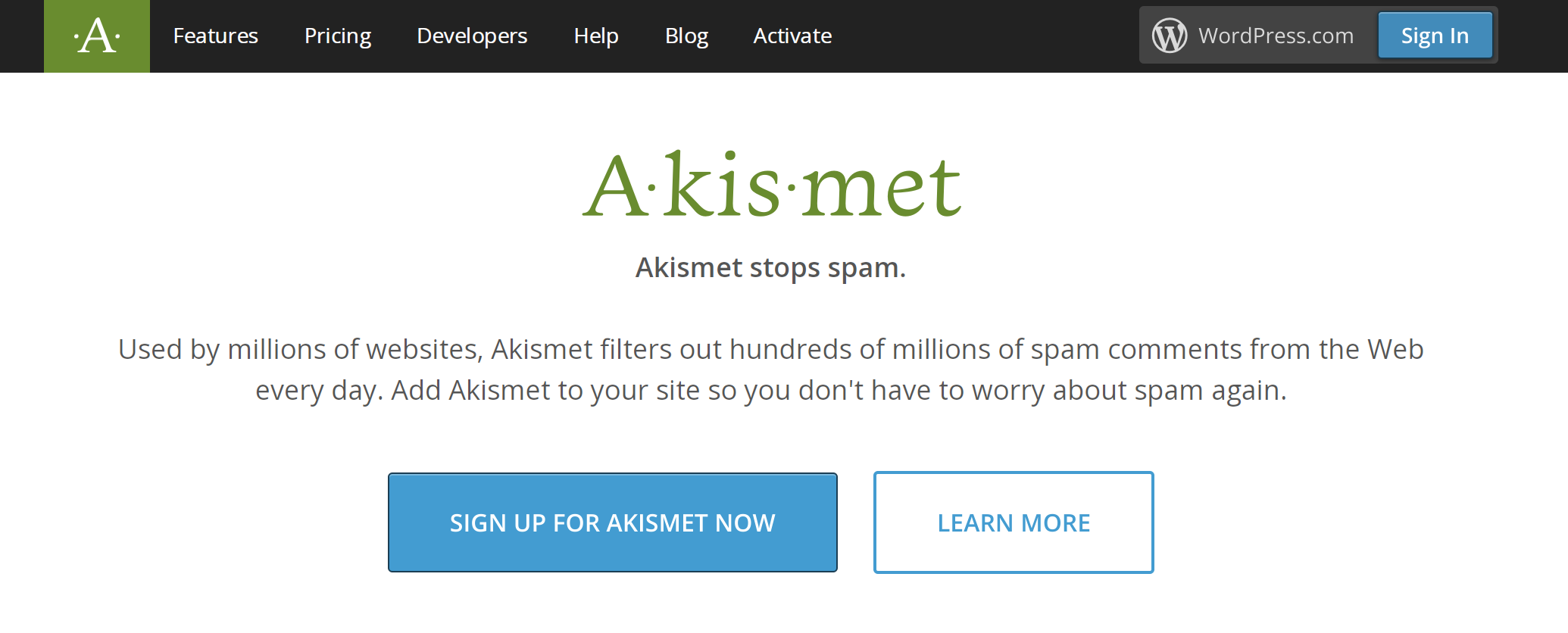 Strona główna Akismet z hasłem „Akismet zatrzymuje spam”