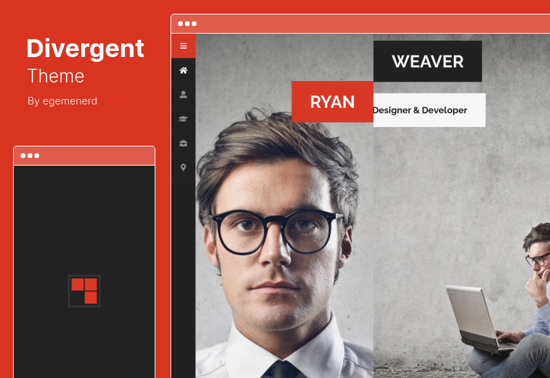 Divergent Theme - Тема WordPress для личного резюме Vcard