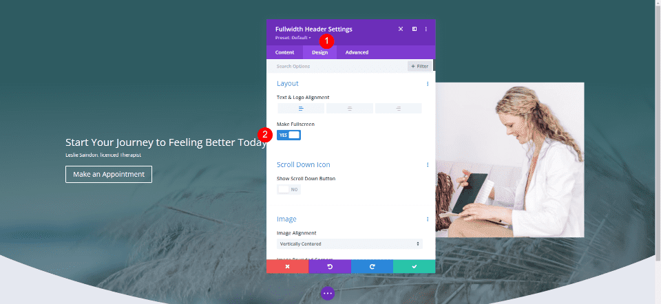 Divi Aşağı Kaydırma Düğmesi Tam Genişlik Başlık Modülü