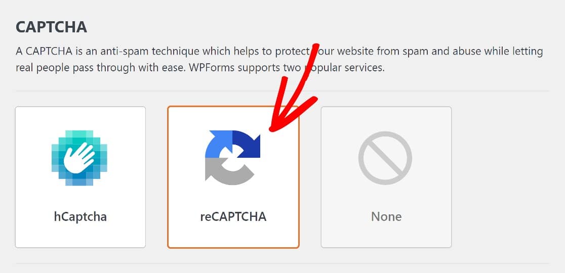 recaptcha option settings