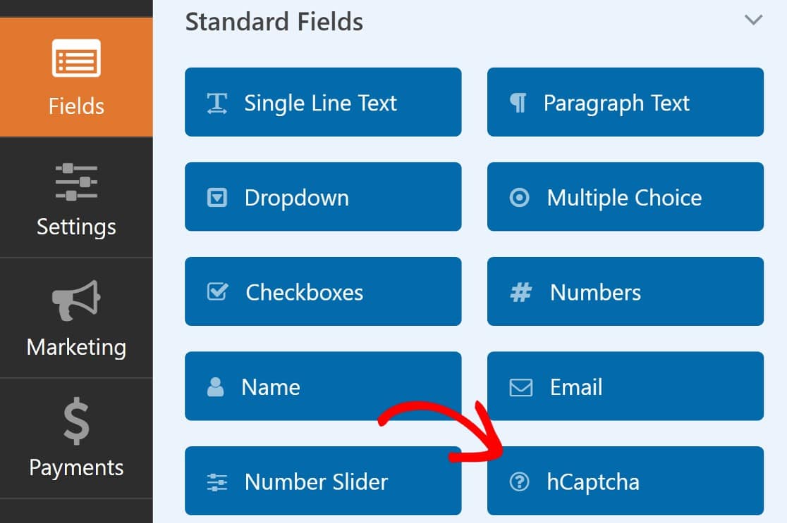 WPForms hcaptcha field