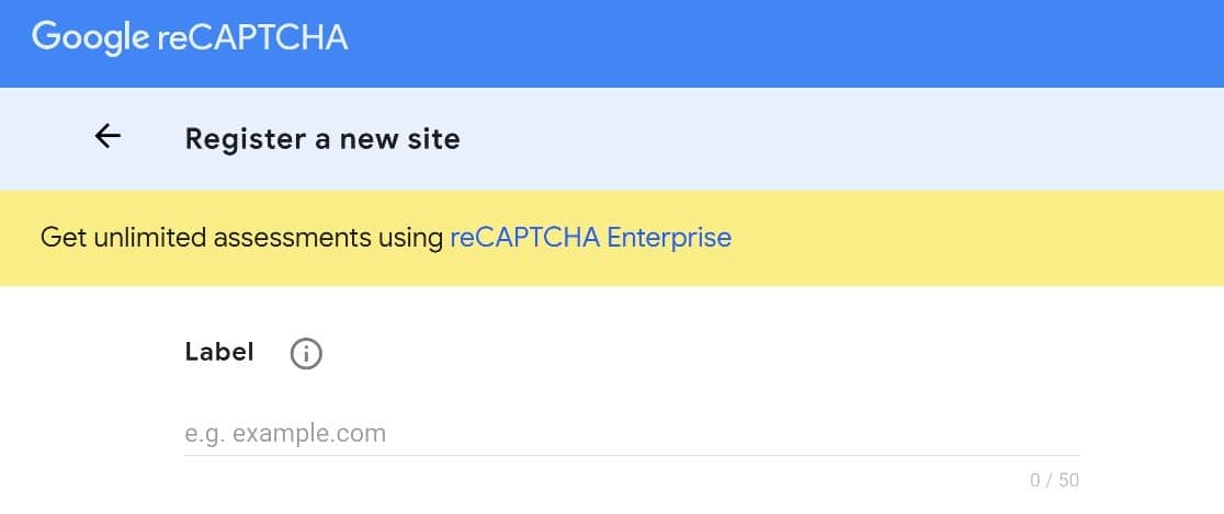 recaptcha enter label