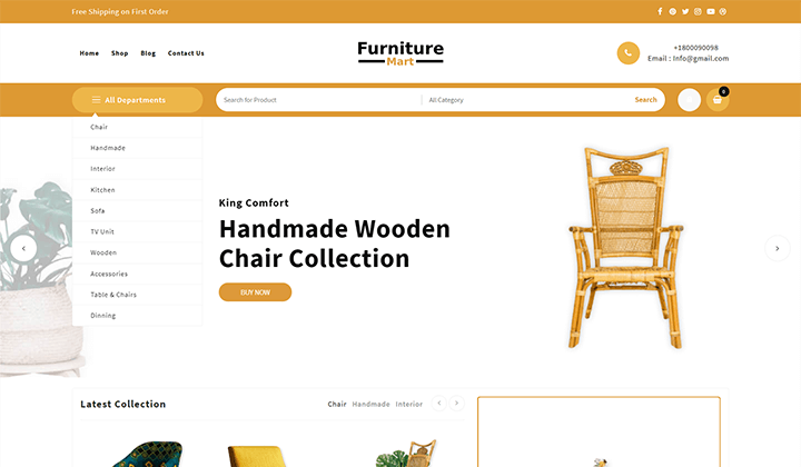 Más de 10 mejores temas de WordPress para muebles para WooCommerce 2022 6 furniture WordPress themes