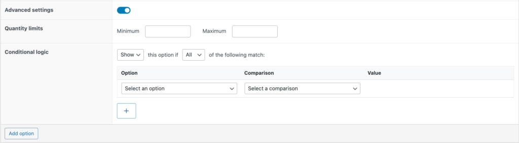 Opsi Logika Kondisi Condition Logic Option