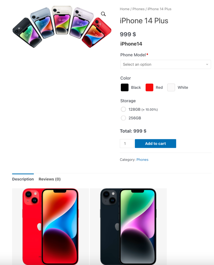 Contoh plugin Opsi Produk WooCommerce WooCommerce Product Options plugin example