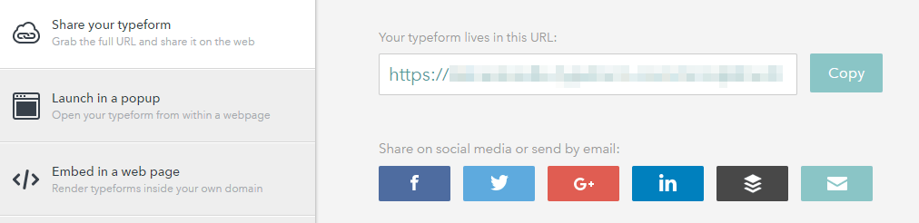 リンクを使用してアンケートを共有します。