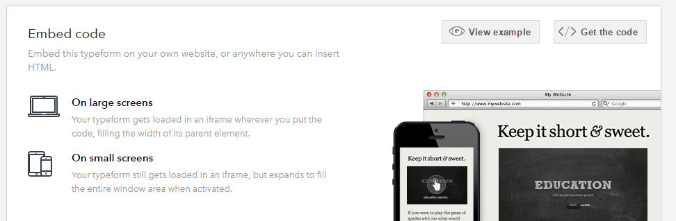 調査用の埋め込みコードを取得します。