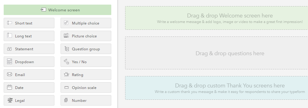 調査のカスタマイズ画面。