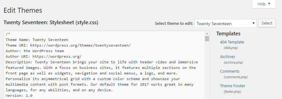 修改 WordPress 的 style.css 文件。