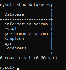 顯示 MySQL 數據庫。