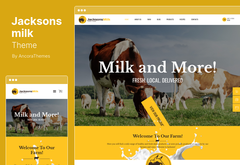 Tema del latte di Jacksons - Tema WordPress per latticini e prodotti lattiero-caseari ecologici