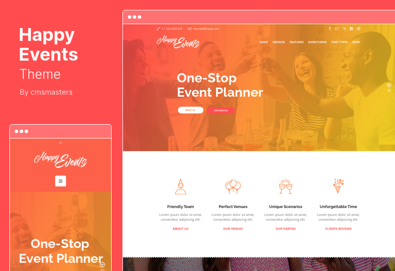 Tema Acara Bahagia - Tema WordPress Perencana Liburan & Agensi Acara