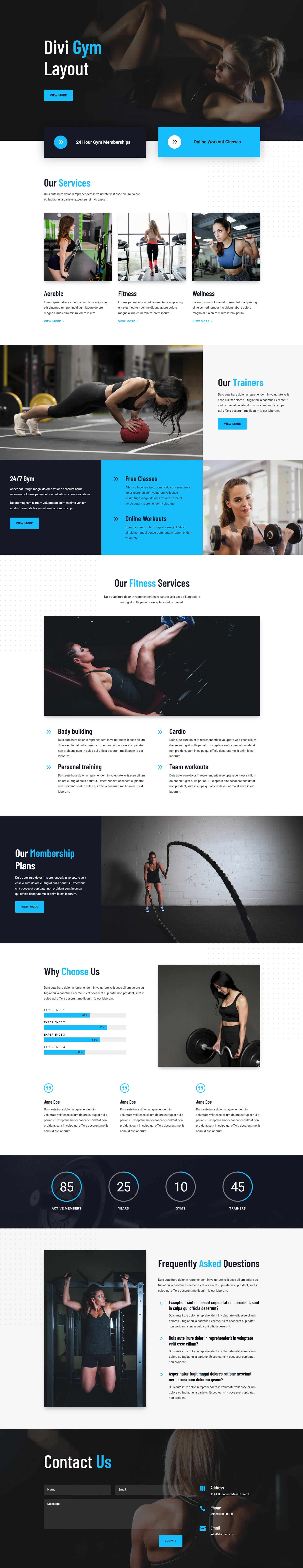 Divi Product Highlight หน้าแรก 25 Divi Layout Pack Gym