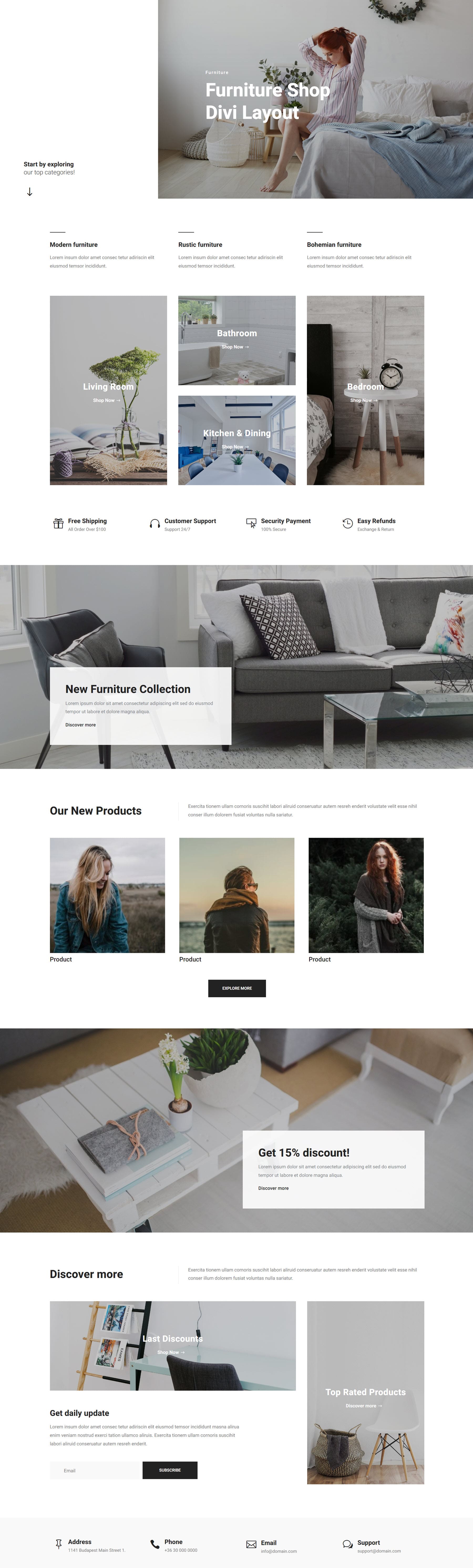 Divi Product Highlight หน้าแรก 25 Divi Layout Pack Furniture Shop