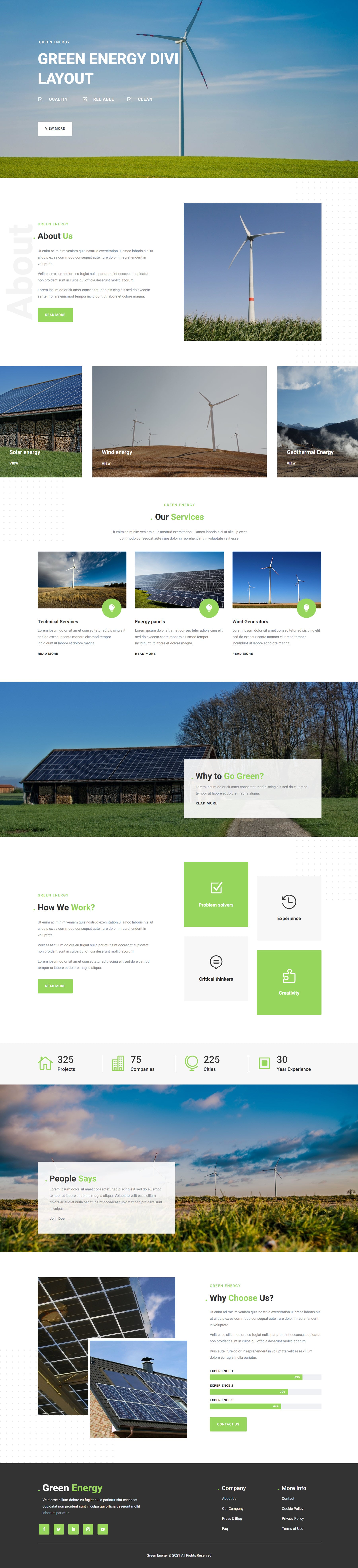 Divi Product Highlight หน้าแรก 25 Divi Layout Pack Green Energy