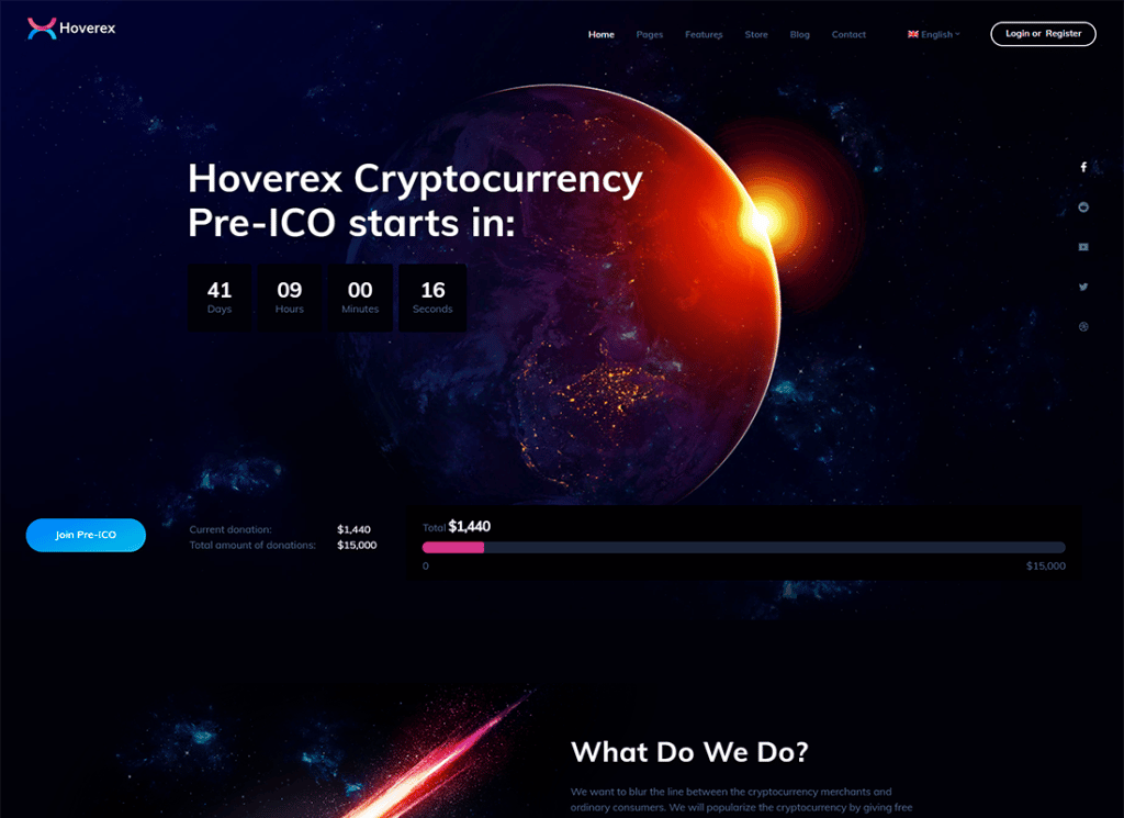 Hoverex | Cryptocurrency, NFT ve ICO WordPress Teması + İspanyolca