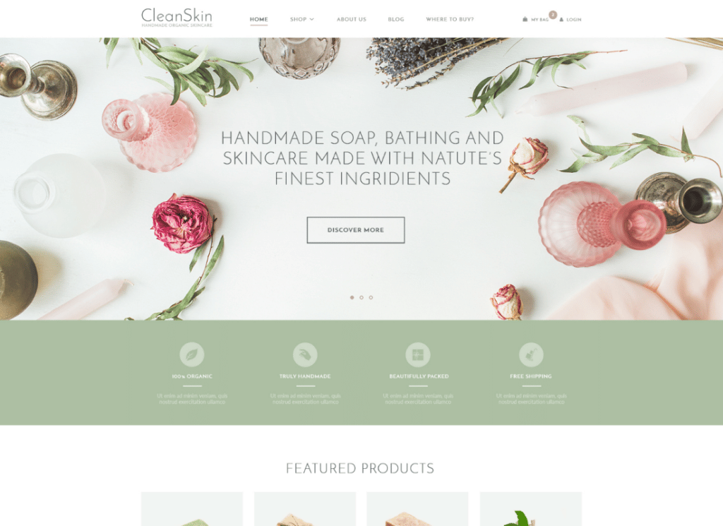 CleanSkin - موضوع WordPress للصابون العضوي ومستحضرات التجميل الطبيعية