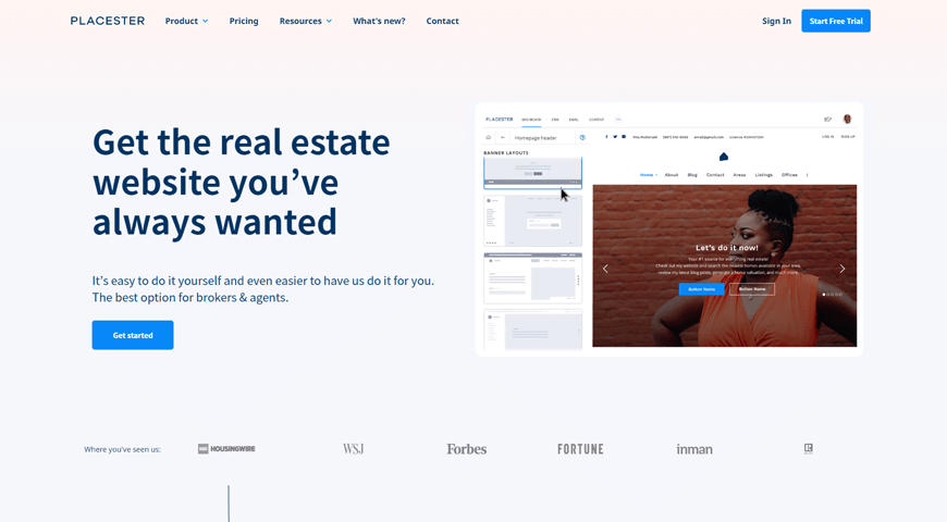 Placester - melhores construtores de sites imobiliários