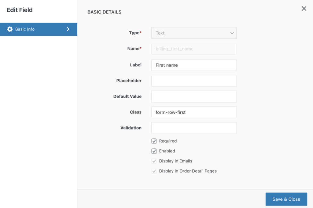 Editarea unui câmp în Checkout Field Editor pentru pagina dvs. de plată WooCommerce