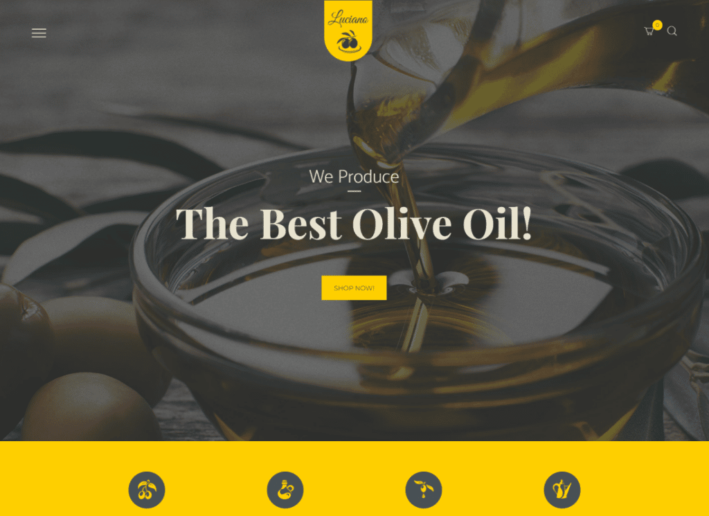 Thème WordPress pour la production d'huile d'olive et de vinaigres