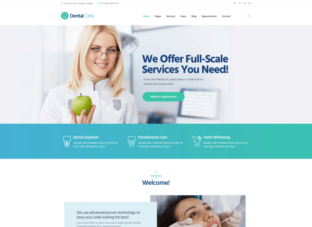 Thème WordPress pour clinique dentaire, médecine et soins de santé