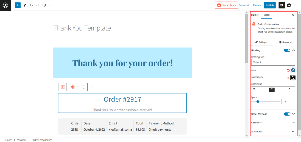 WooCommerce Nasıl Özelleştirilir Teşekkürler Sayfa 6 Thank You Page Blocks Customization Settings