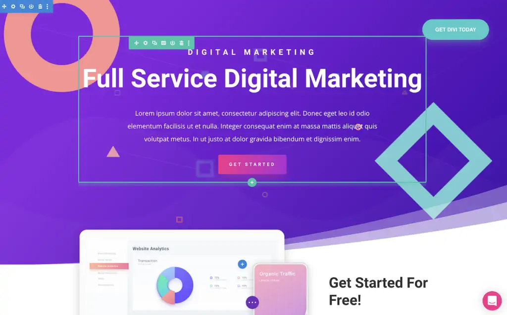 Divi ウェブサイト ビルダーの外観