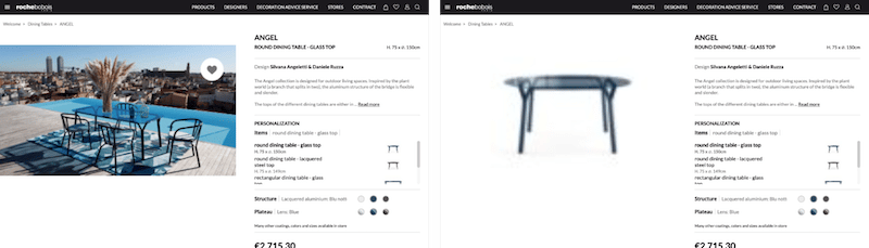 좋은 설정과 흐린 테이블의 고품질 사진 - 출처: rochebobois.com