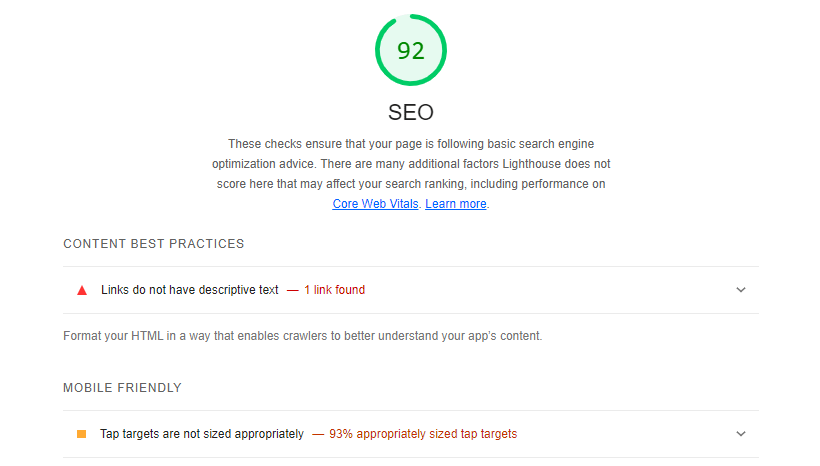 Audit SEO in Lighthouse