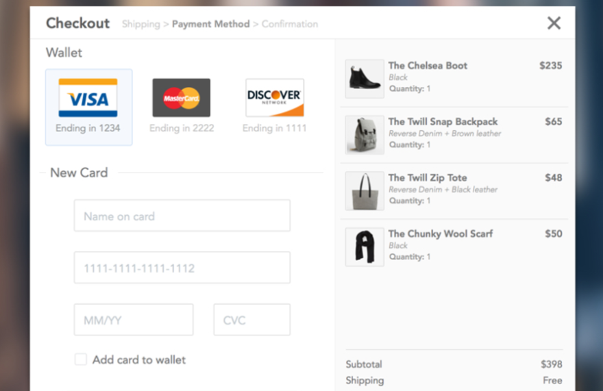 チェックアウトビュー