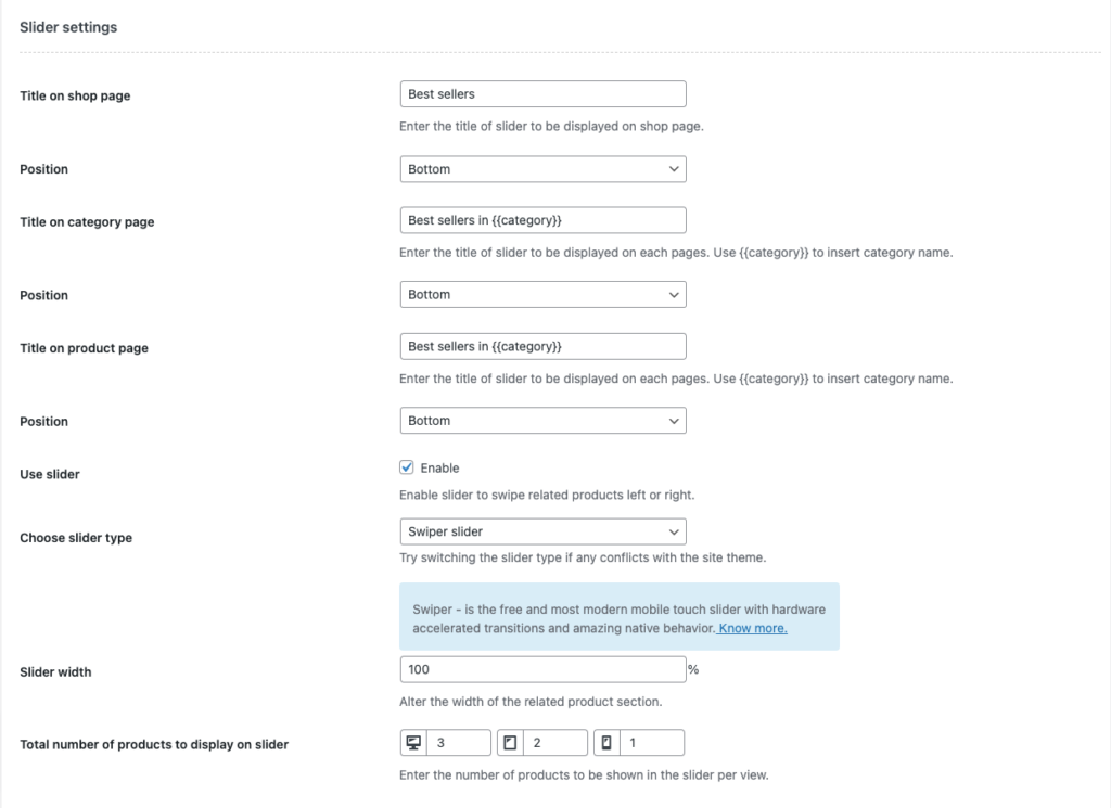 WooCommerce ベストセラー スライダーの設定