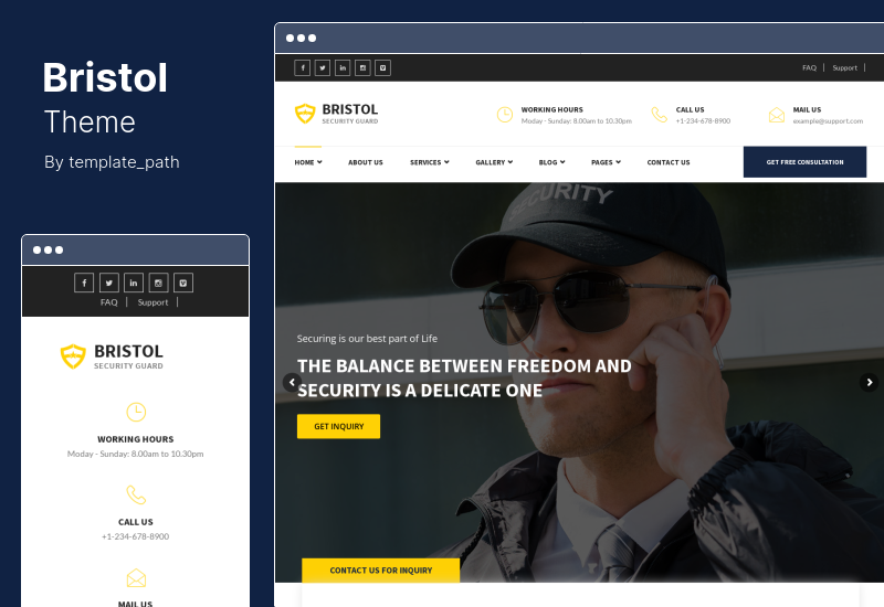 Bristol Teması - Güvenlik ve Koruma Hizmetleri WordPress Teması