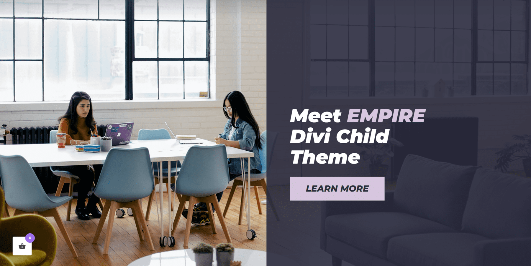 Encabezado dividido del tema Empire Divi Child