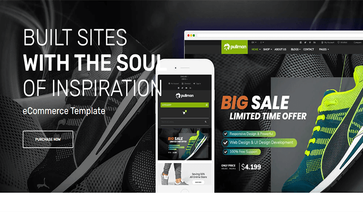 8+ أفضل متجر أحذية WordPress Themes 2022 5 pullman 21