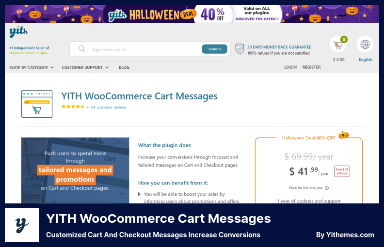 ปลั๊กอินข้อความรถเข็น YITH WooCommerce - ข้อความรถเข็นที่กำหนดเองและการชำระเงินเพิ่มการแปลง