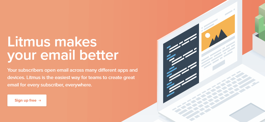 La page d'accueil de Litmus.