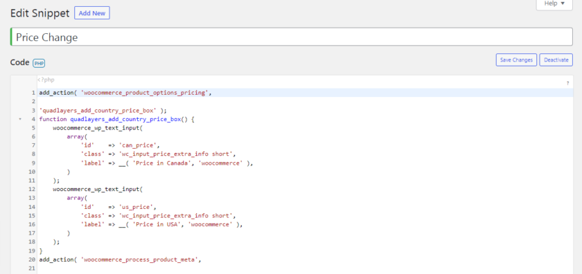 Menambahkan cuplikan untuk mengubah harga berdasarkan negara di WooCommerce
